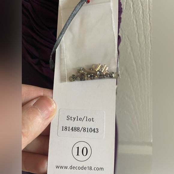 DECODE 1.8 ~ Purple Mesh Gold Beads Sweetheart Strapless Gown 10 NWT - Picture 6 of 9